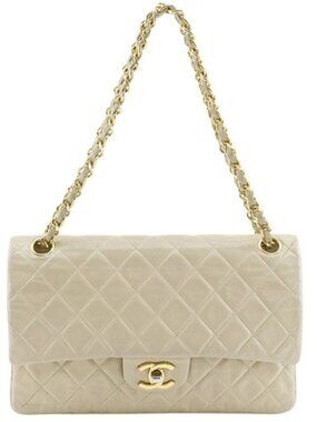 CHANEL ChainShoulder Shoulder Bag Matelasse25 W Chain W Flap beige lambski...
